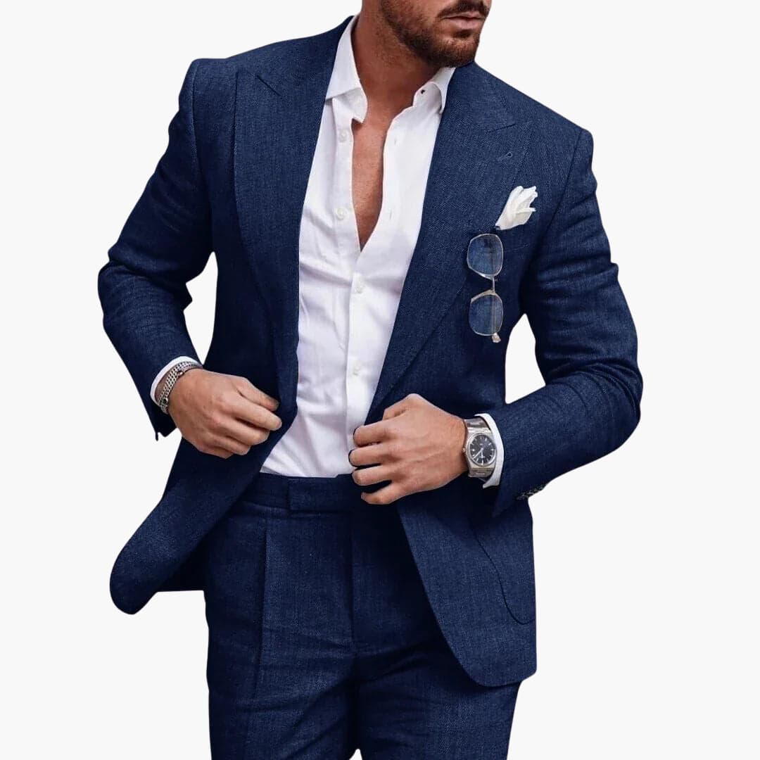 Men's Two-Piece Suit with Slim Fit and Structured Shoulders