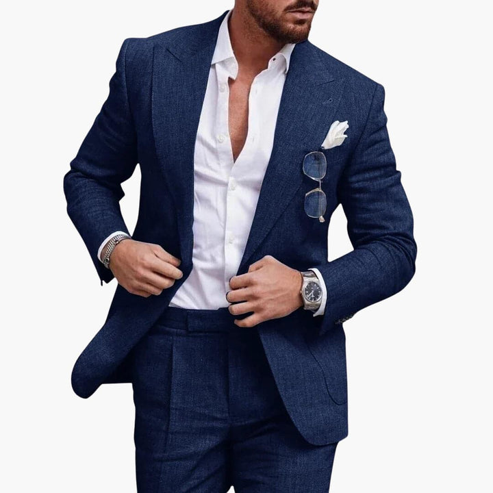 Men's Two-Piece Suit with Slim Fit and Structured Shoulders