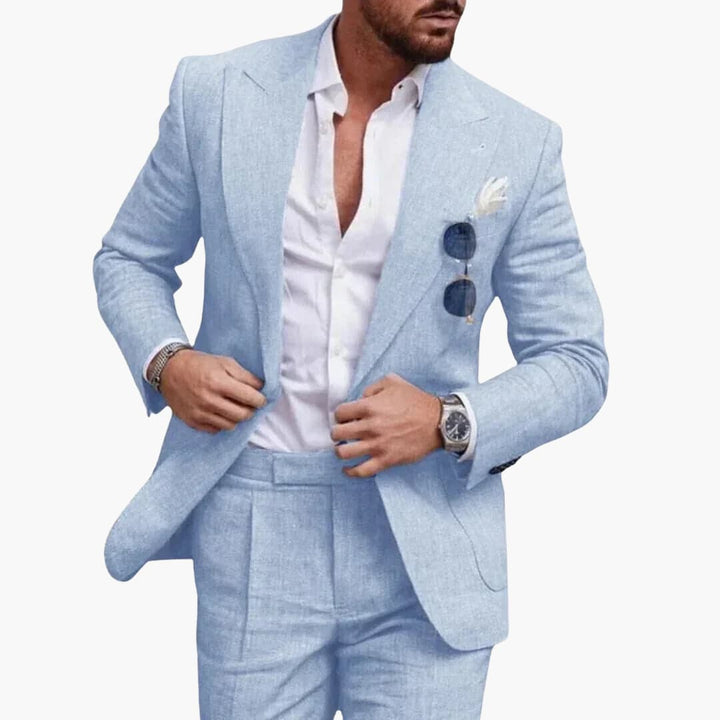 Men's Two-Piece Suit with Slim Fit and Structured Shoulders