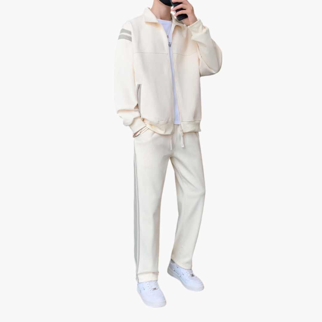Men’s Two Piece Tracksuit with Zip Jacket and Elastic Waist Trousers