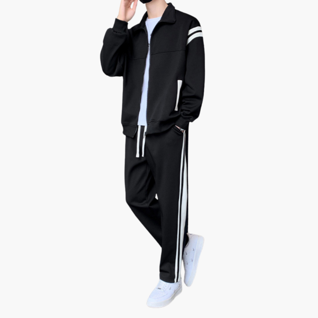 Men’s Two Piece Tracksuit with Zip Jacket and Elastic Waist Trousers