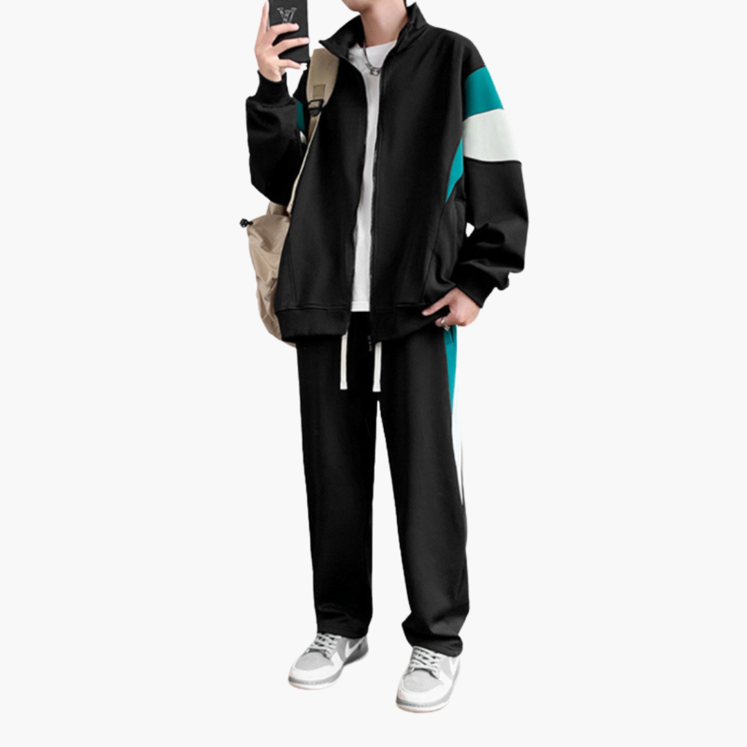Men’s Two Piece Tracksuit with Zip Jacket and Elastic Waist Trousers