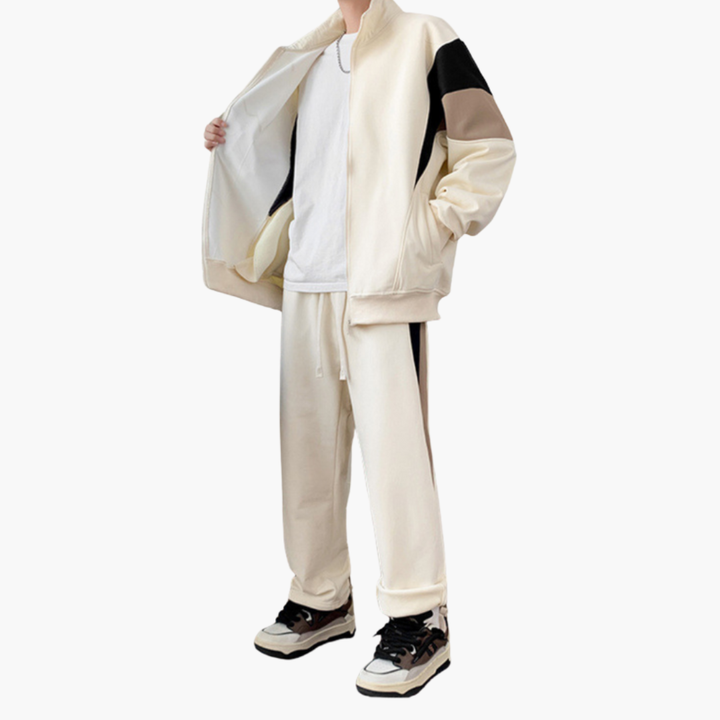 Men’s Two Piece Tracksuit with Zip Jacket and Elastic Waist Trousers