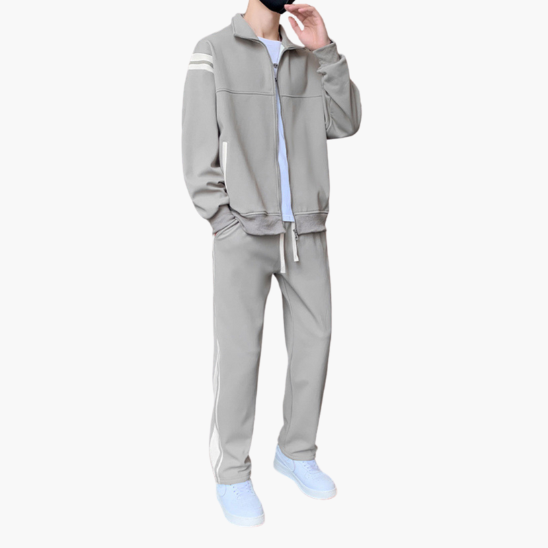 Men’s Two Piece Tracksuit with Zip Jacket and Elastic Waist Trousers
