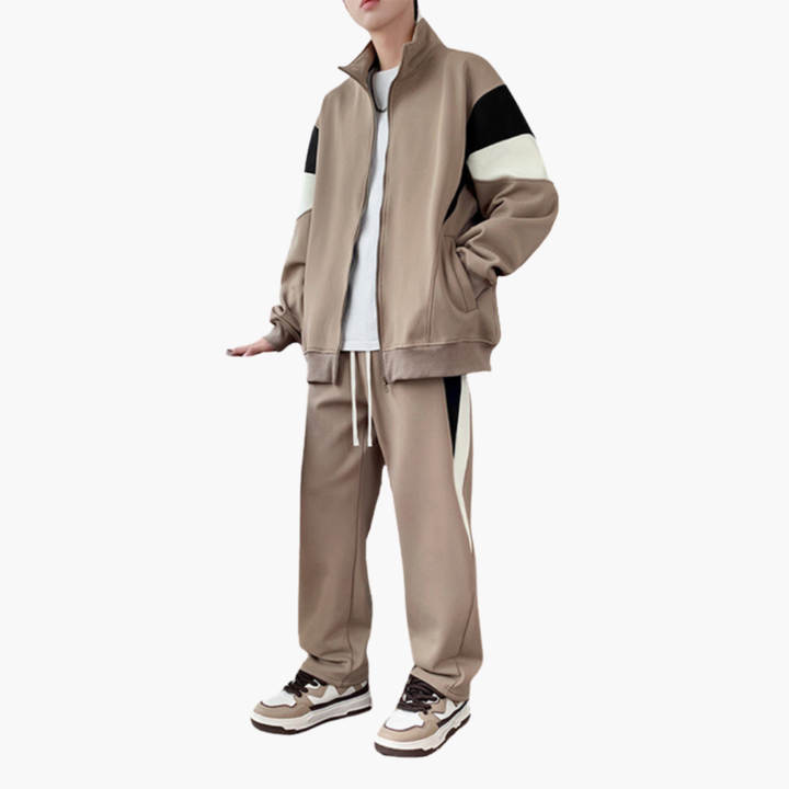 Men’s Two Piece Tracksuit with Zip Jacket and Elastic Waist Trousers