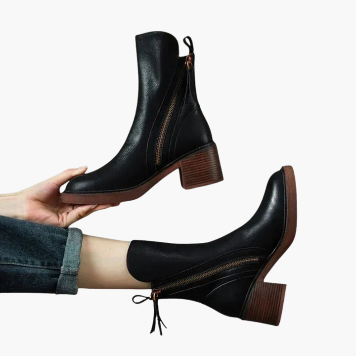Women’s Ankle Boots with Side Zip and Block Heel