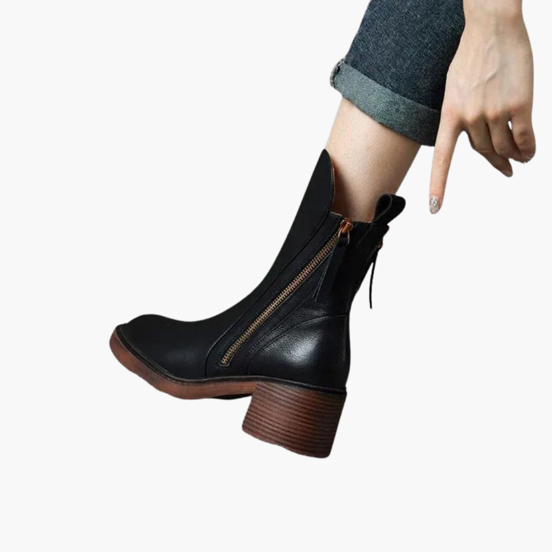 Women’s Ankle Boots with Side Zip and Block Heel