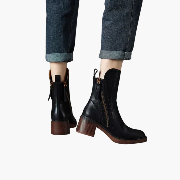 Women’s Ankle Boots with Side Zip and Block Heel