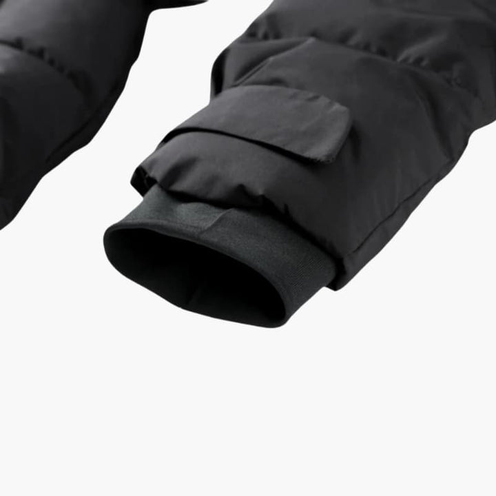 Women’s Belted Down Puffer Jacket with Hood and Front Zip Closure