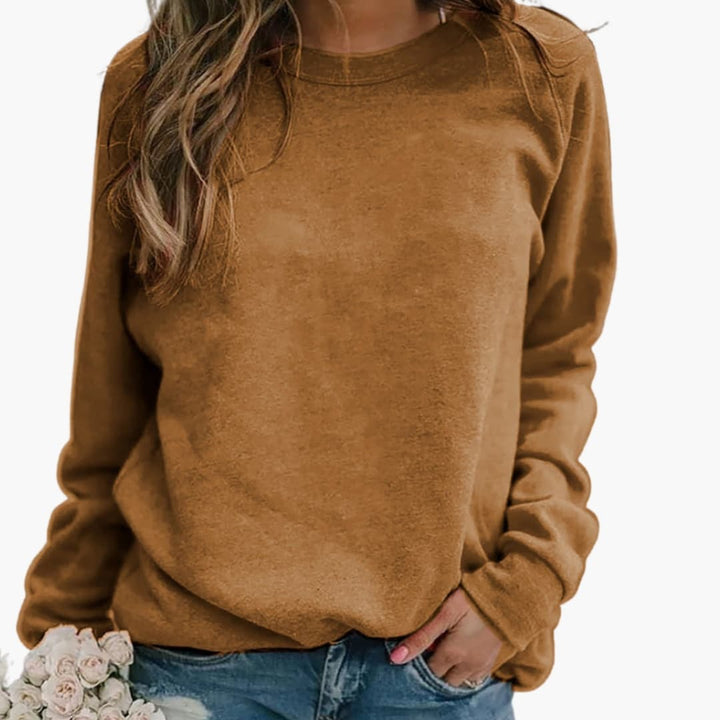 Women’s Crewneck Sweatshirt with Long Sleeves and Straight Hem