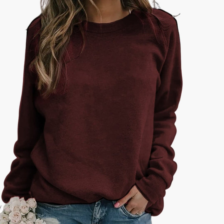 Women’s Crewneck Sweatshirt with Long Sleeves and Straight Hem