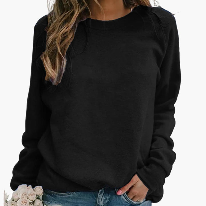 Women’s Crewneck Sweatshirt with Long Sleeves and Straight Hem