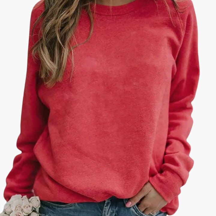 Women’s Crewneck Sweatshirt with Long Sleeves and Straight Hem
