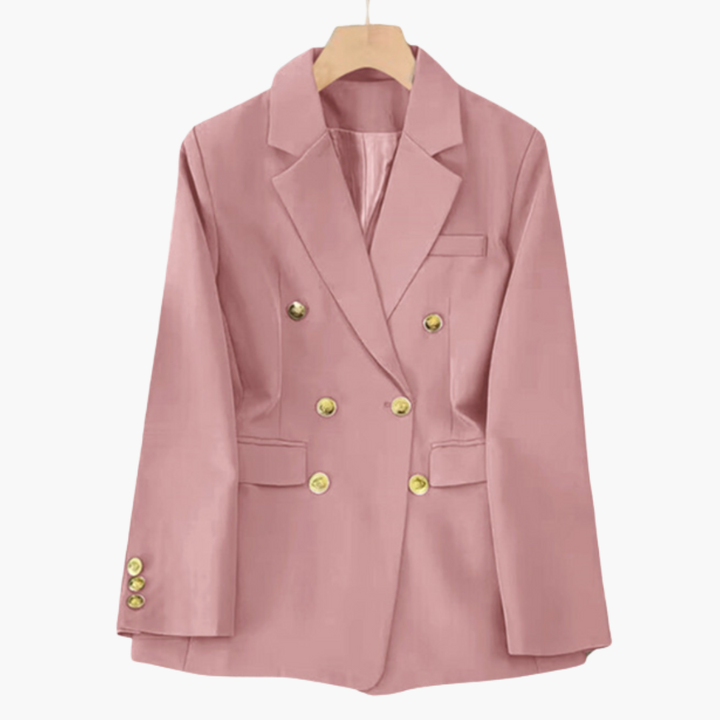 Women’s Double-Button Blazer with Gold Buttons and Notched Lapel