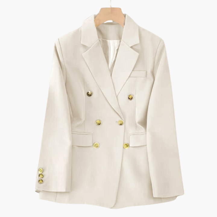 Women’s Double-Button Blazer with Gold Buttons and Notched Lapel
