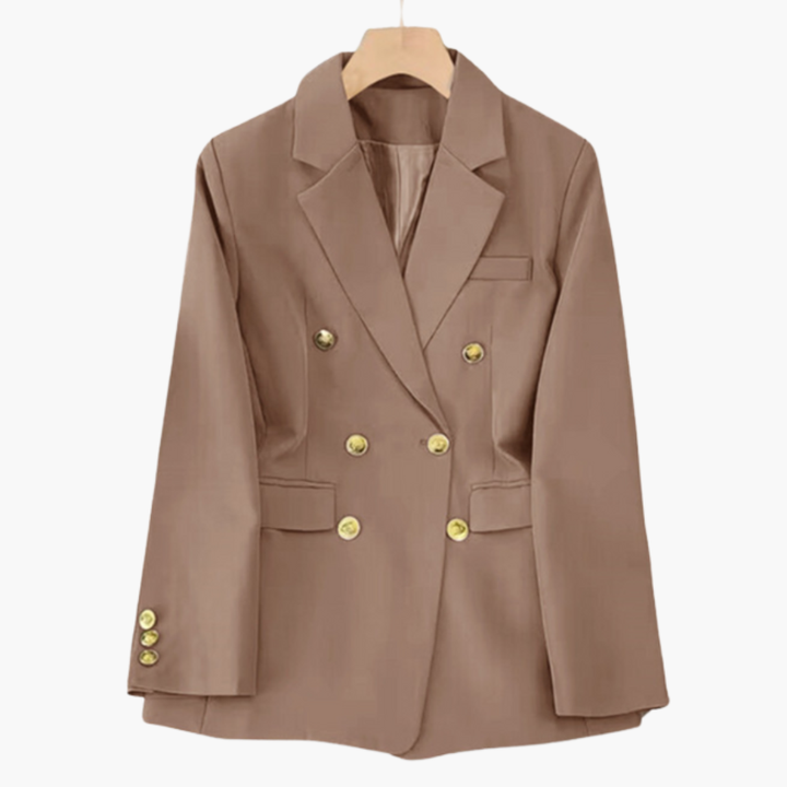 Women’s Double-Button Blazer with Gold Buttons and Notched Lapel