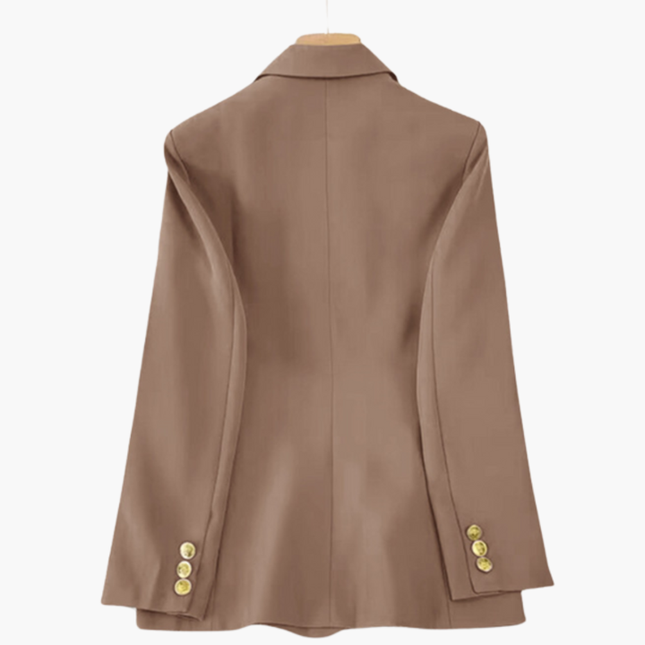 Women’s Double-Button Blazer with Gold Buttons and Notched Lapel