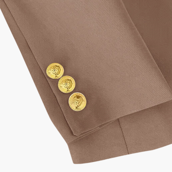 Women’s Double-Button Blazer with Gold Buttons and Notched Lapel