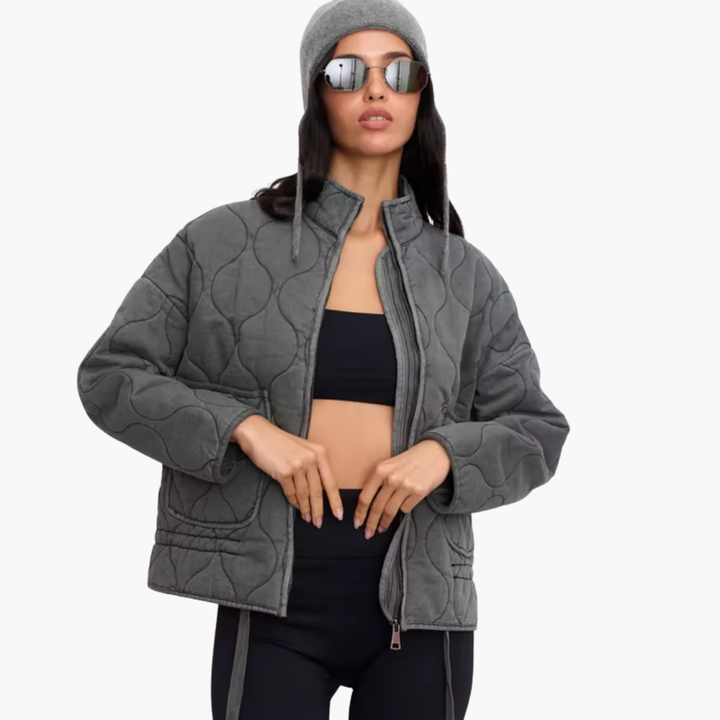 Women’s Quilted Jacket with Front Zip Fastening and Long Sleeves