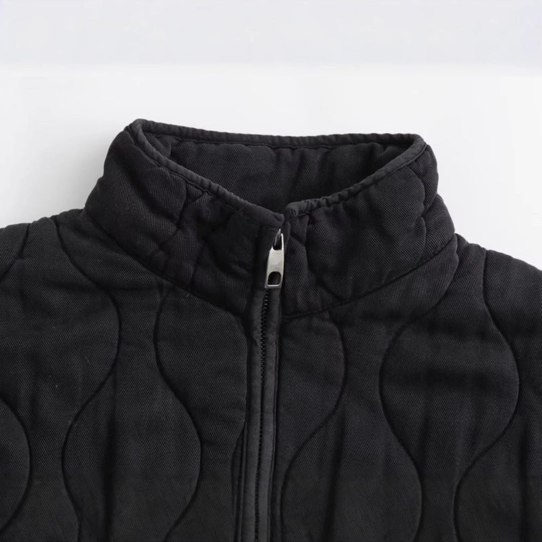 Women’s Quilted Jacket with Front Zip Fastening and Long Sleeves