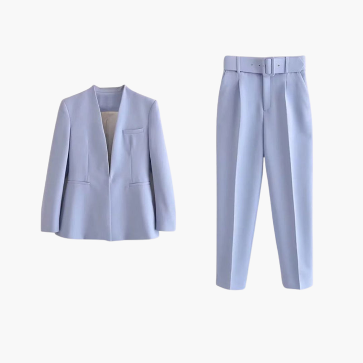 Women’s Two-Piece Suit Set Blazer & Slim Fit Cropped Trousers