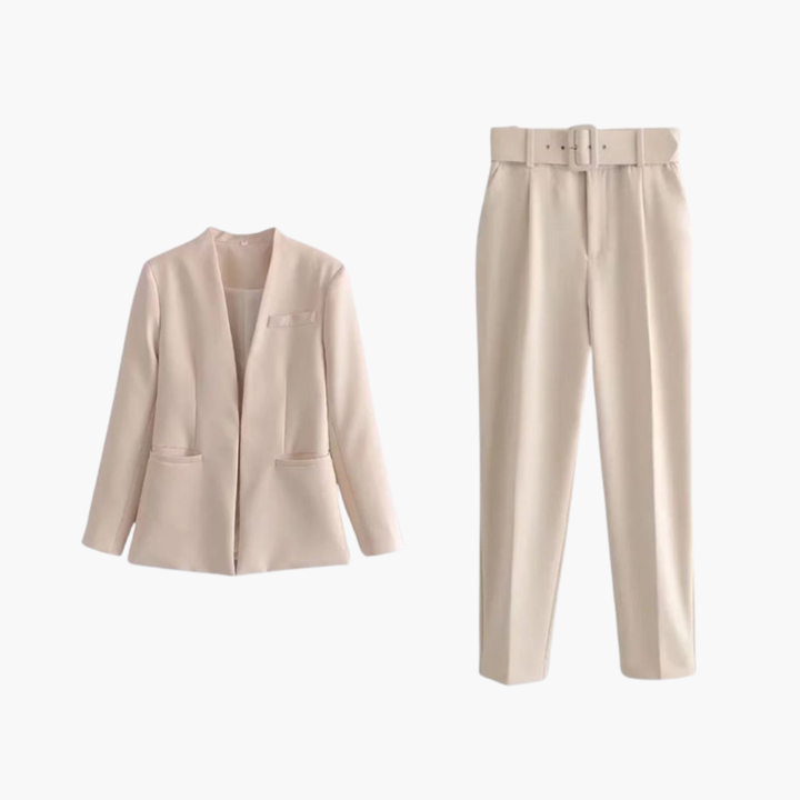Women’s Two-Piece Suit Set Blazer & Slim Fit Cropped Trousers