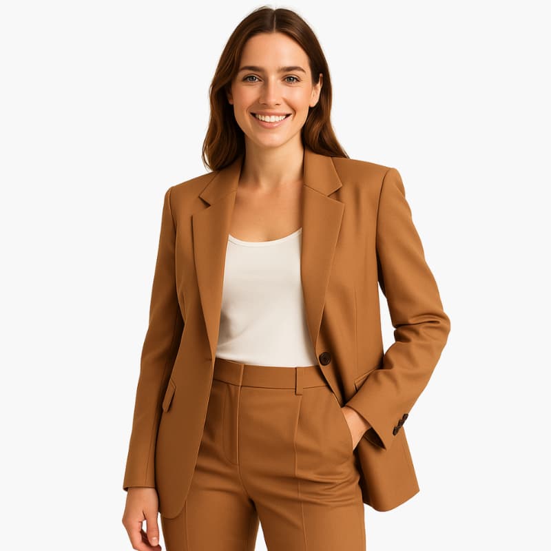 Women’s Two-Piece Suit with Blazer and Straight-Leg Trousers