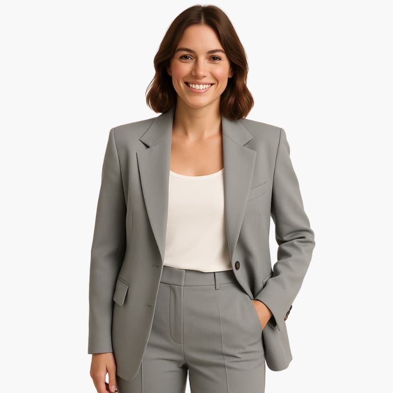 Women’s Two-Piece Suit with Blazer and Straight-Leg Trousers