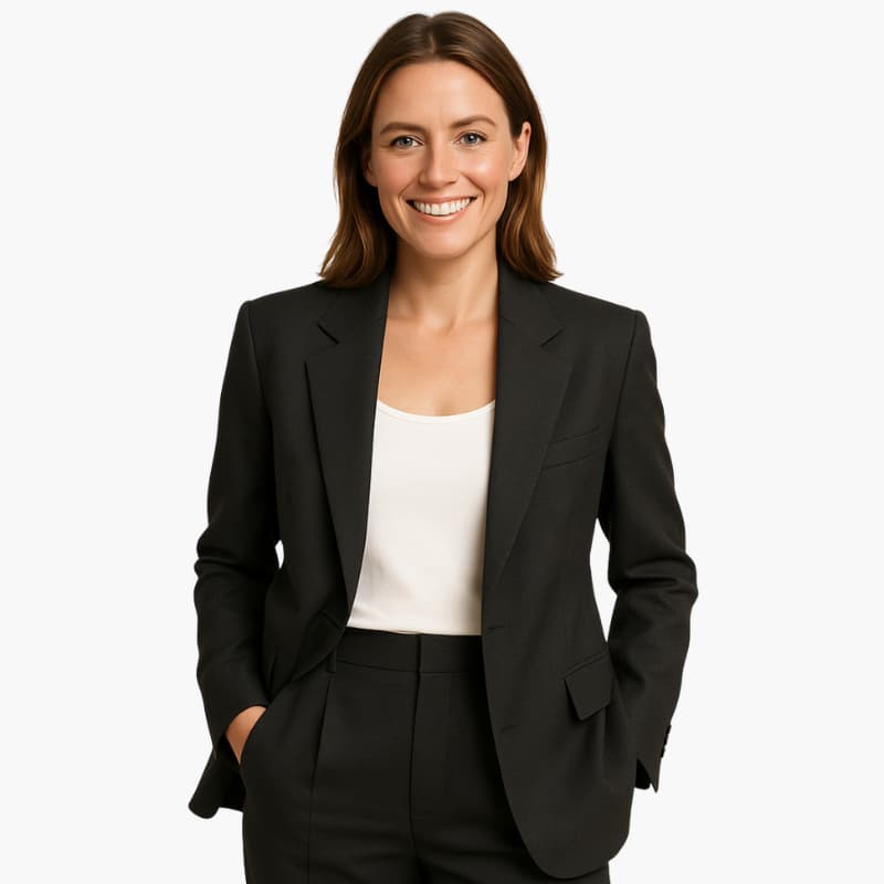 Women’s Two-Piece Suit with Blazer and Straight-Leg Trousers