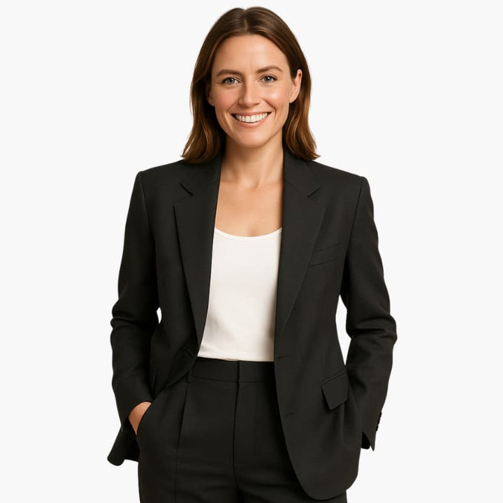 Women’s Two-Piece Suit with Blazer and Straight-Leg Trousers