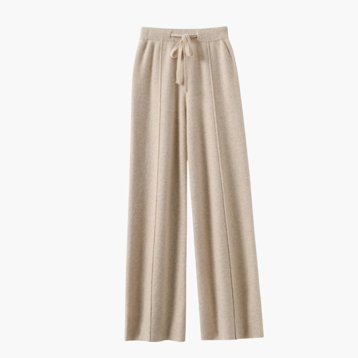 Women’s Wide-Leg Knit Trousers with Drawstring Waist