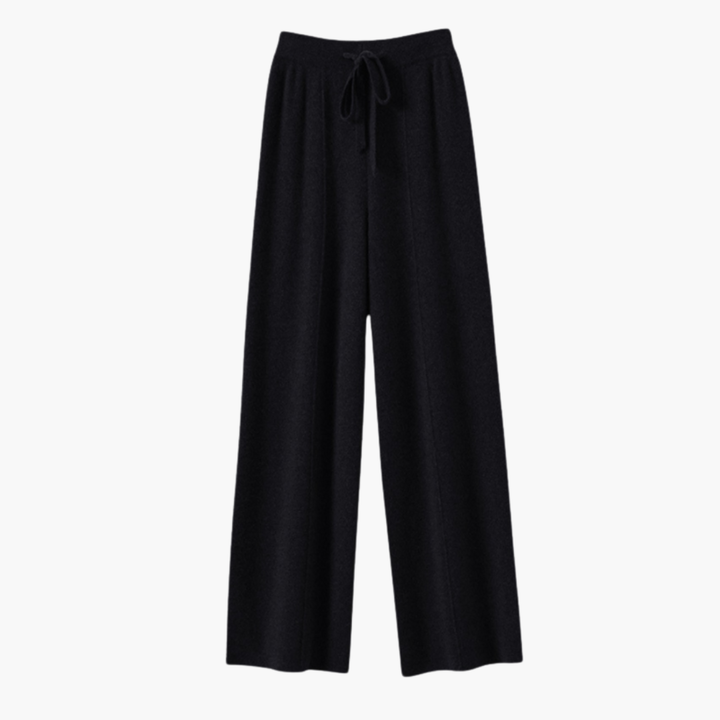 Women’s Wide-Leg Knit Trousers with Drawstring Waist