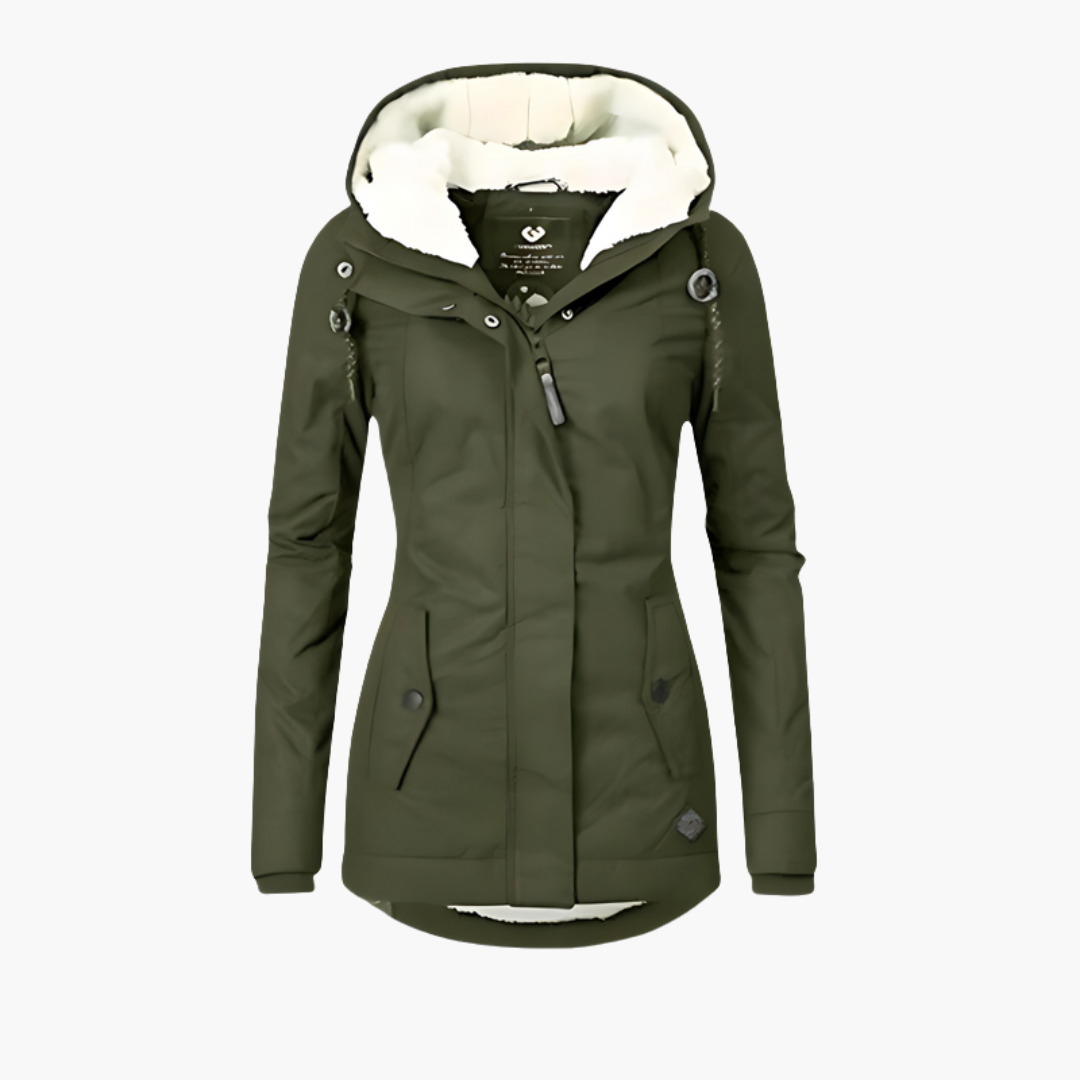 Women’s Winter Jacket with Faux Fur Lining Hooded Coat for Cold Weather